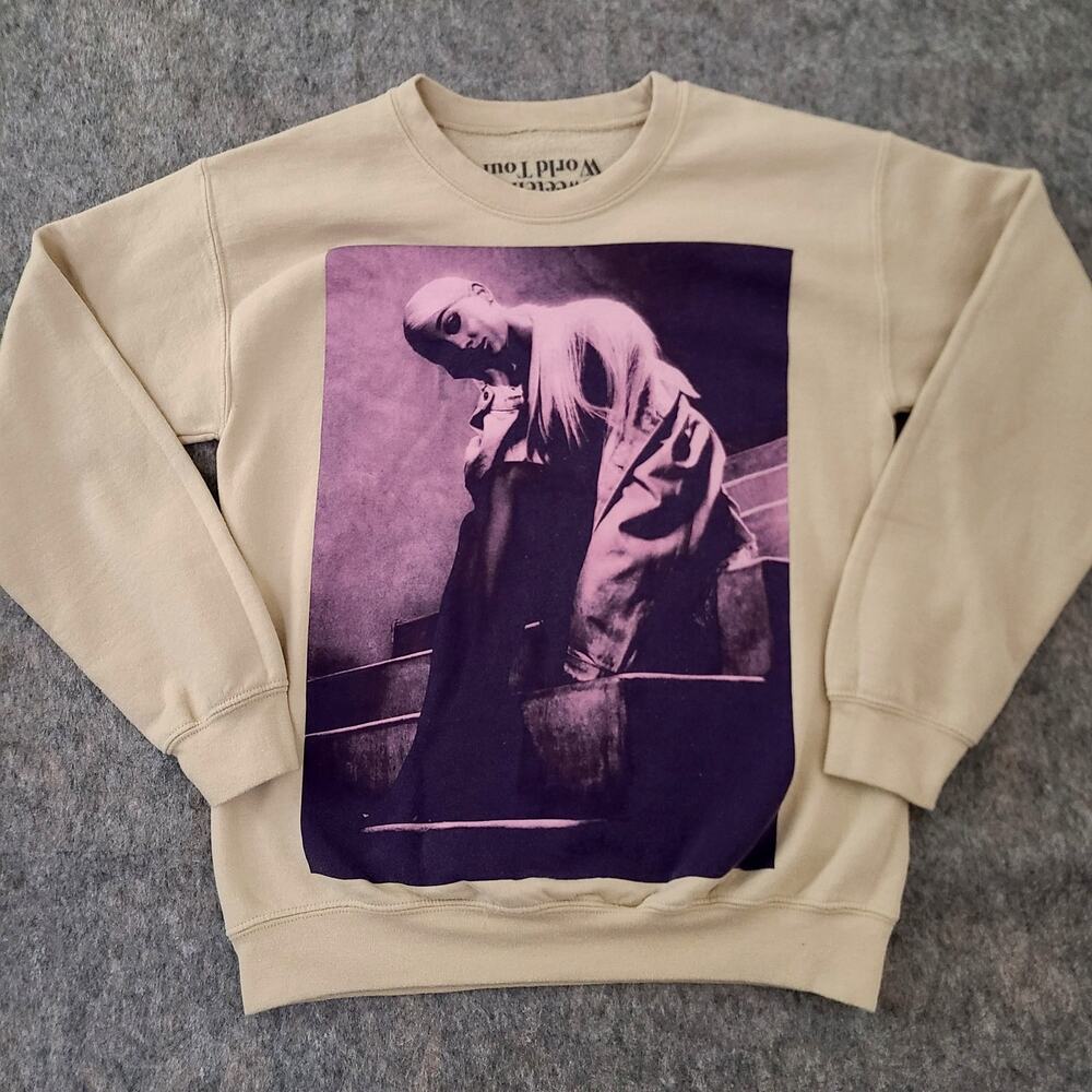 Ariana Grande World Tour 2019  Womens Small Crewneck Sweetener Beige